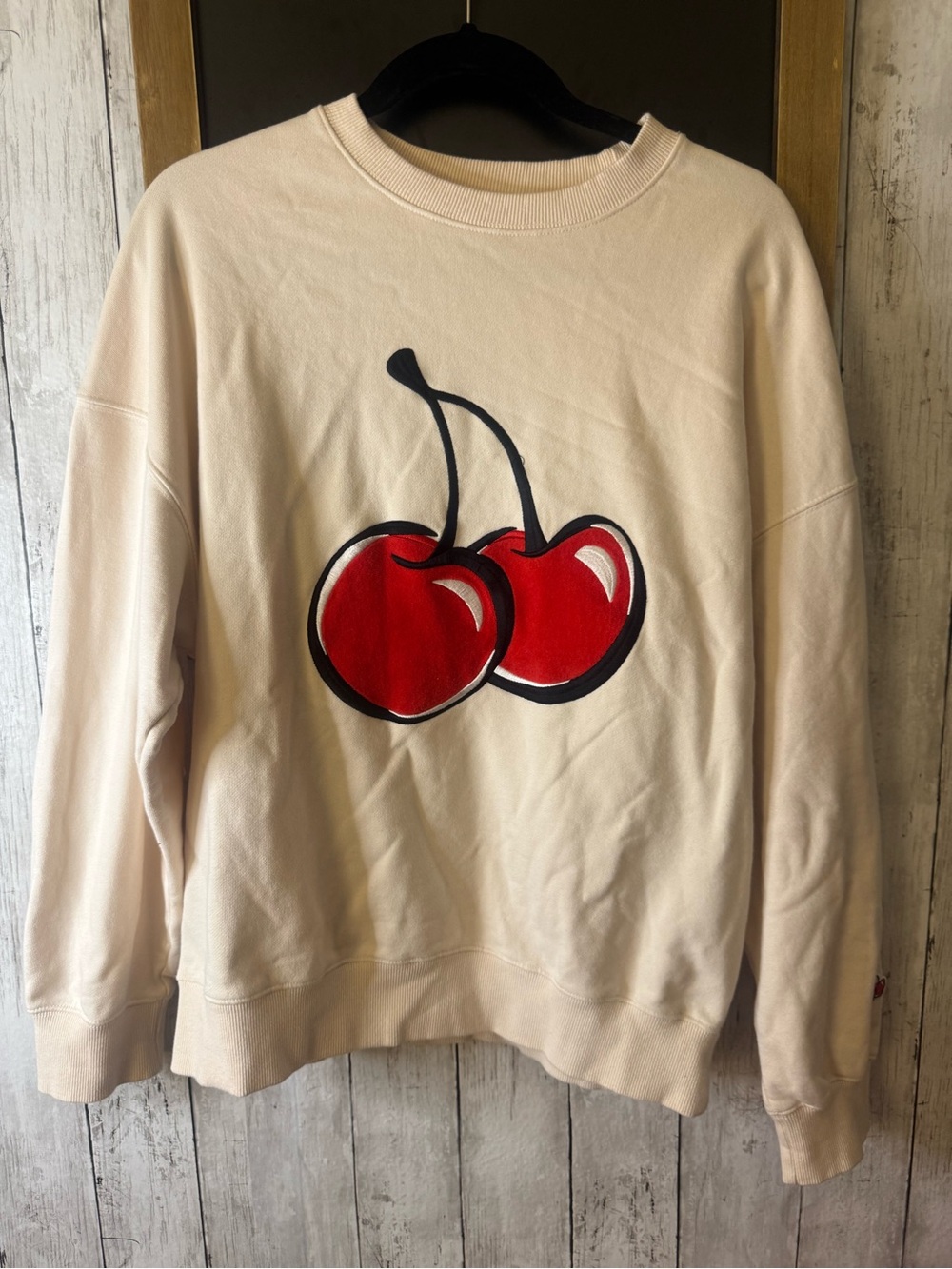 KIRSH Big Cherry Logo Sweatshirt. Womens Size 1 Or Large Pop Art Korea